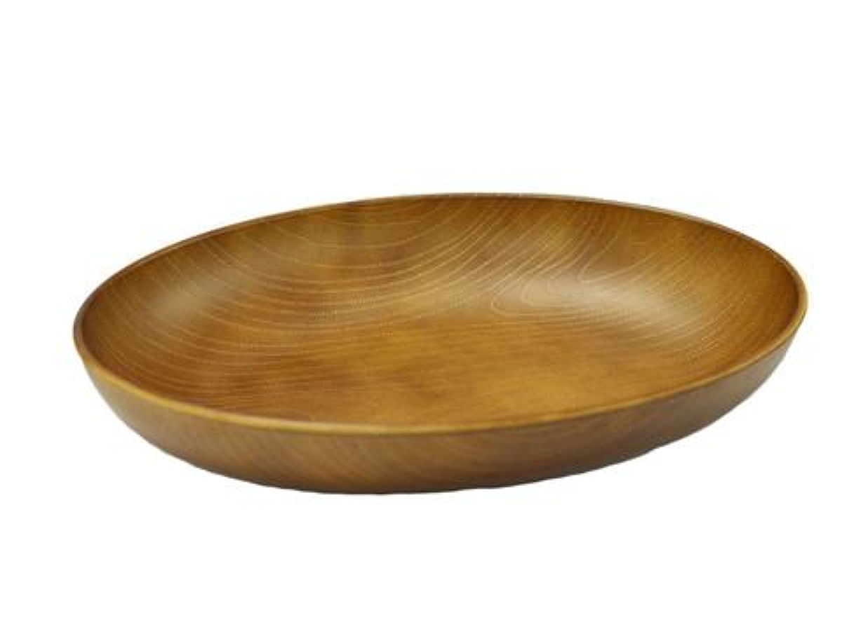 Daiso Aizunuri -Wood Grain Oval Plate -Brown- FrontPackage