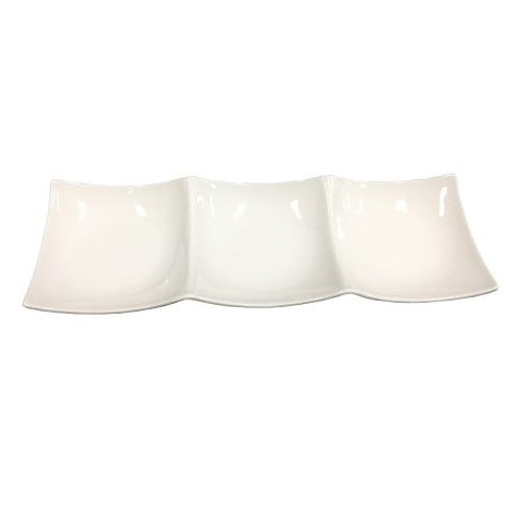 3 Section Porcelain Plate, 3.99 x 11.86 x 1.23 in