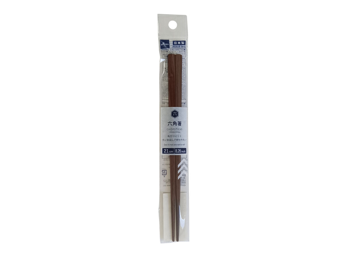 Daiso Chopsticks Hexagonal Dyed brown 21cm FrontPackage