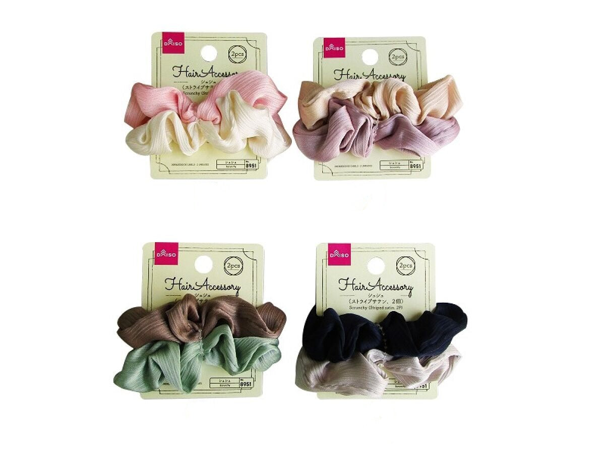 Daiso Scrunchy (Striped satin,2P) FrontPackage