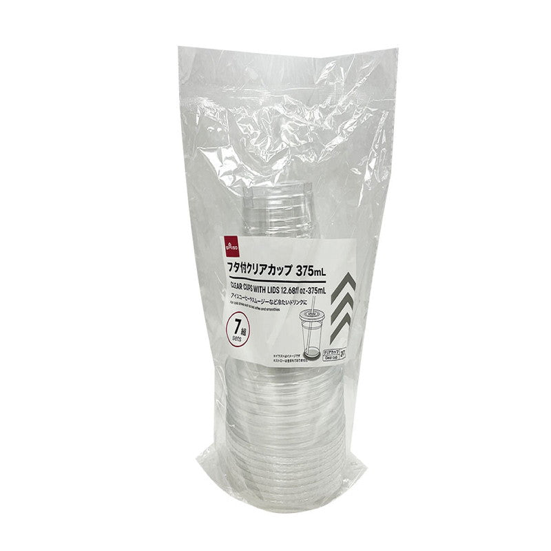 Clear Cups with Lids -Set of 7 pcs.-  DAISO