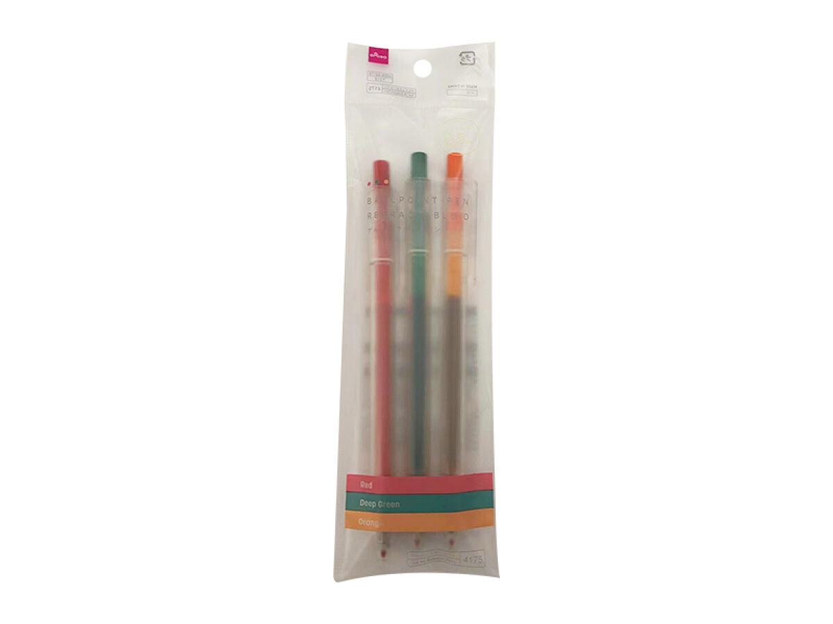 Daiso Gel Ink Ballpoint Pen -Retractable - D - 3 pcs.- FrontPackage
