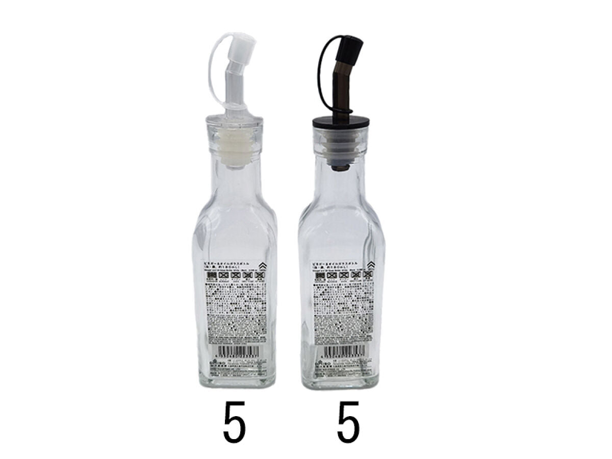 Daiso Vinegar and Oil Glass Bottle -White - Black- FrontPackage