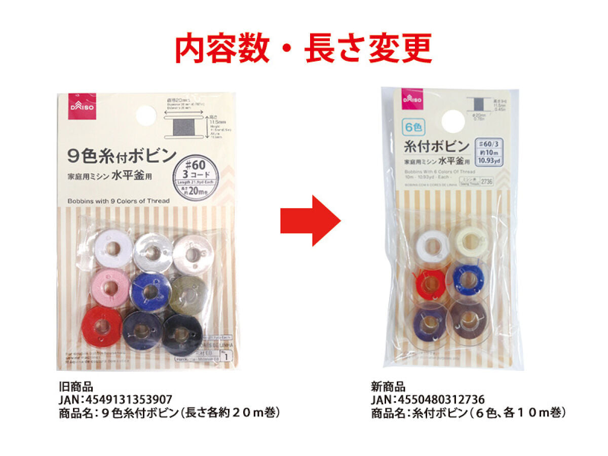 Daiso Threaded Bobbin -6 Colors- FrontPackage