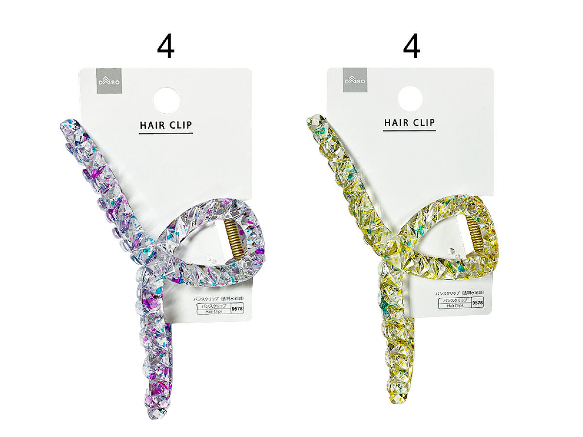 Daiso Hair Clip - Clear Watercolor Pattern - FrontPackage
