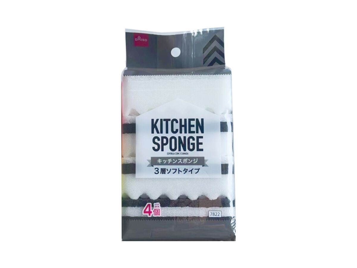 Daiso Kitchen Sponge -3 Layered Soft Type - 4 pcs.- FrontPackage