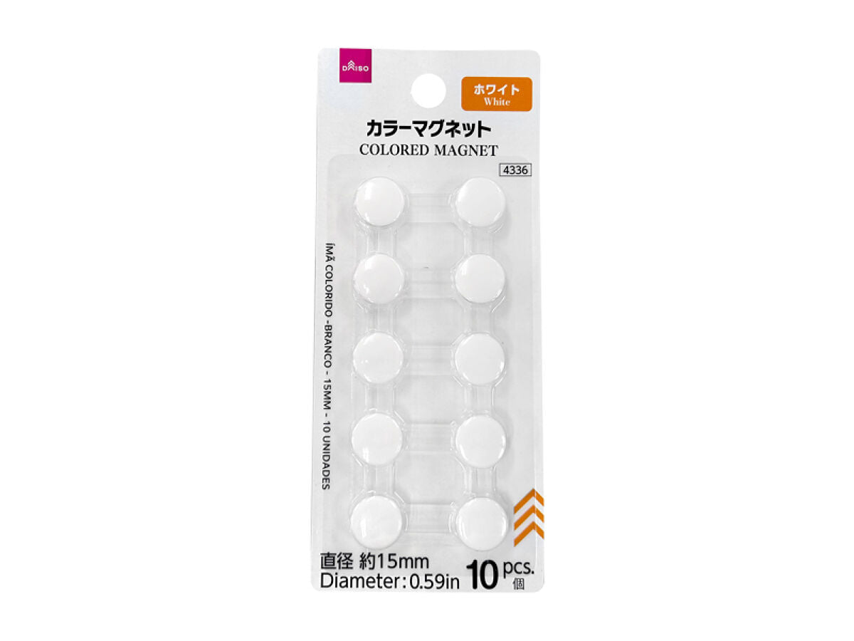 Daiso Colored Magnet -White -10 pcs.- FrontPackage