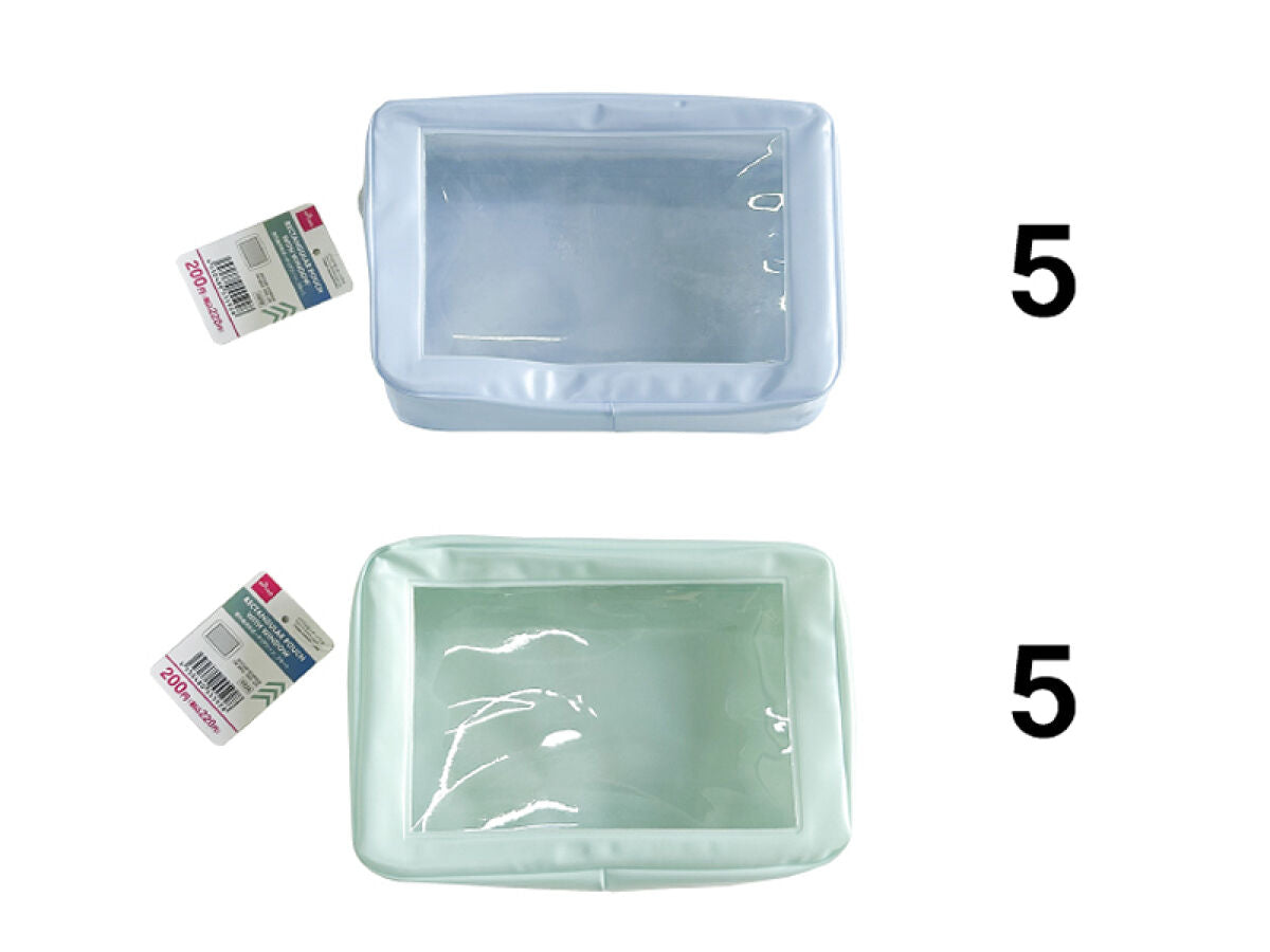 Daiso Rectangular Pouch with Window -Green - Blue- FrontPackage