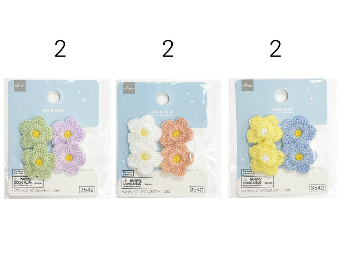 Daiso Hair Clip - Double Flower - 2pcs. - FrontPackage