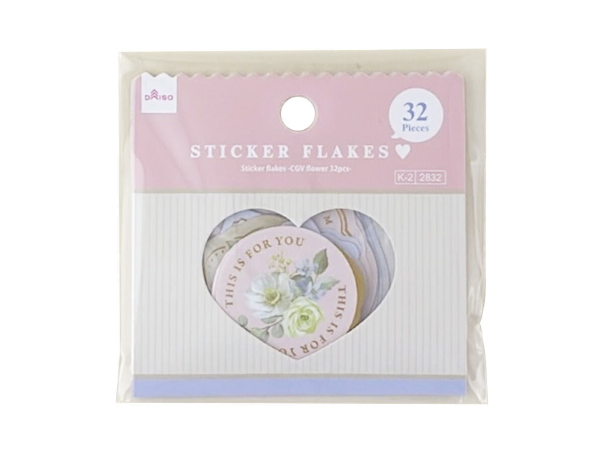 Daiso Sticker flakes -CGV flower 32pcs- FrontPackage
