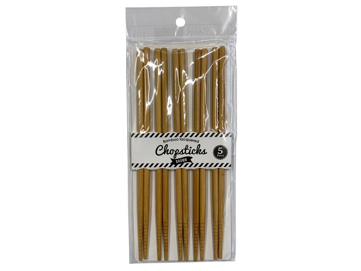 Daiso Bamboo chopsticks 5p brown FrontPackage
