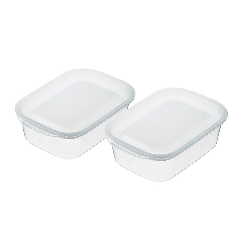 Daiso Plastic Food Pack - Square - 2 pcs.- Set - Clear White - FrontPackage