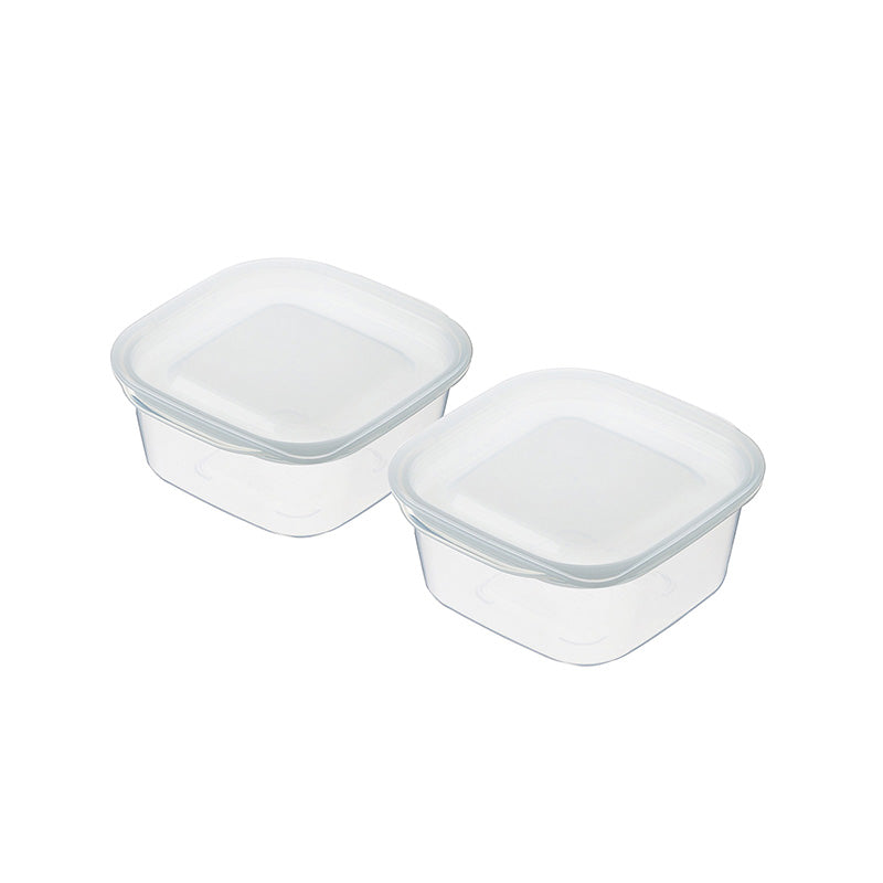 Daiso Plastic Food Pack Square - 2 pcs. Set - Clear White- FrontPackage