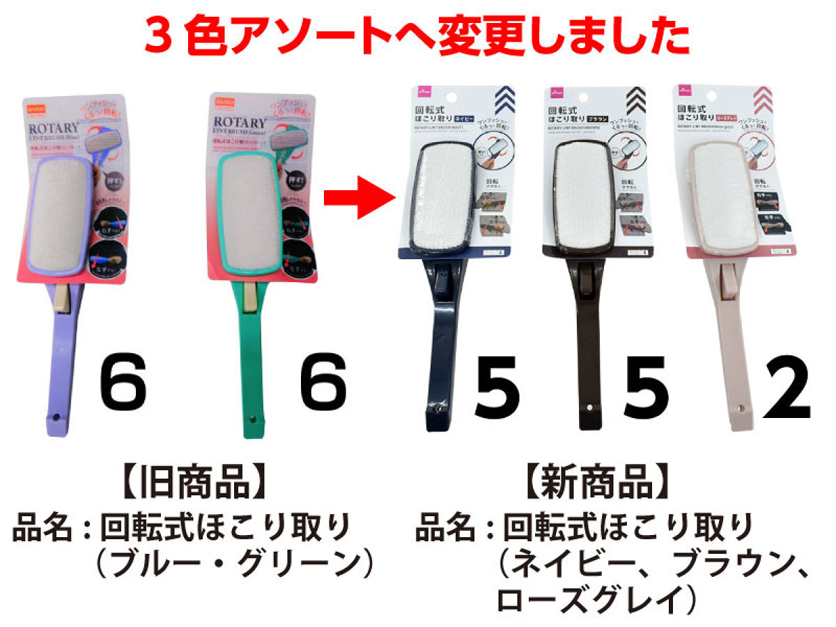 Daiso Rotary lint brush(Navy Brown Rose gray) FrontPackage