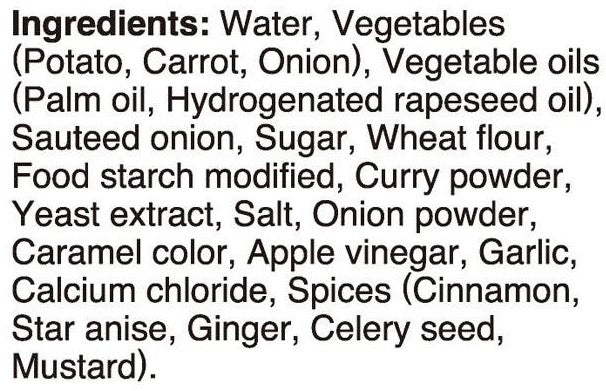 S&B Golden Curry Sauce Mild Ingredients