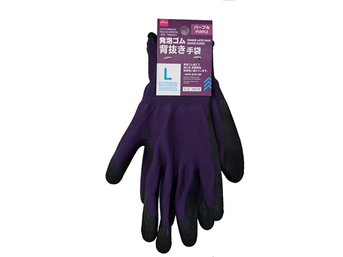 Foamed Latex Palm Coated Gloves -Purple - Large-