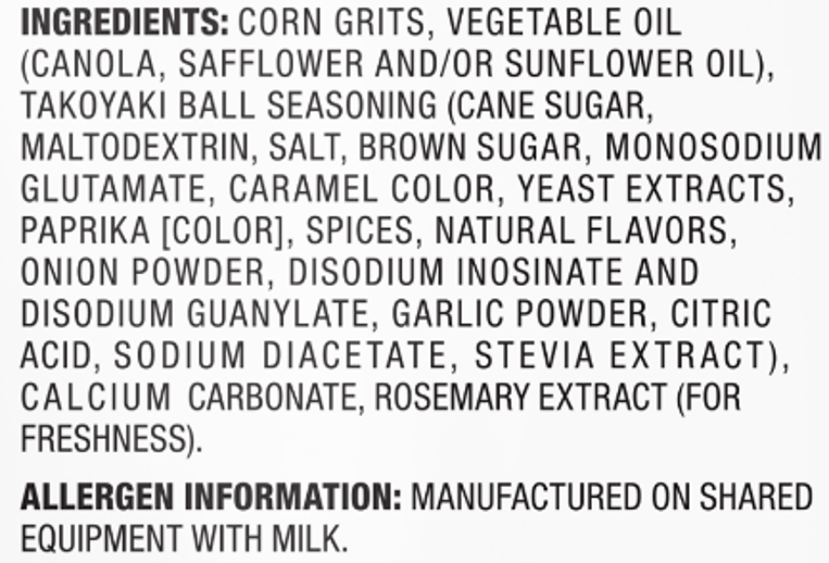 Calbee Takoyaki Ball Ingredients