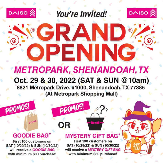 New Store - Metropark, Shenandoah, Texas - Grand Opening Details