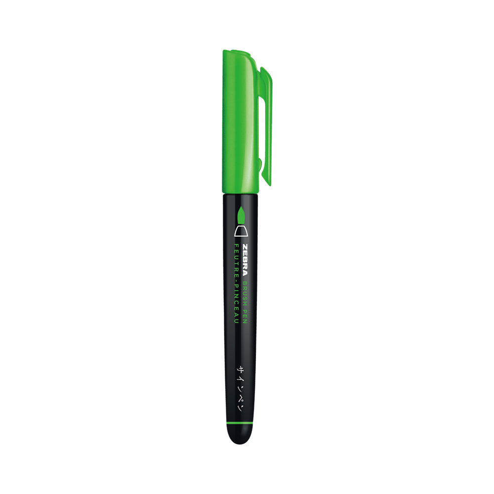 Zebra Brush Pen Single Ended Metallic Green Dozen UPC