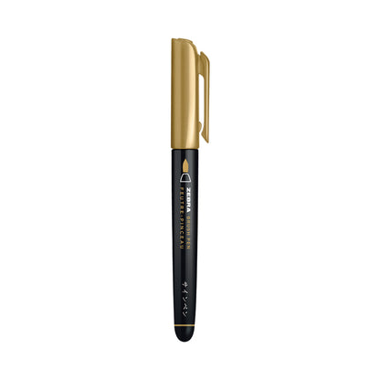 Zebra Brush Pen Single Ended Metallic Gold Dozen UPC