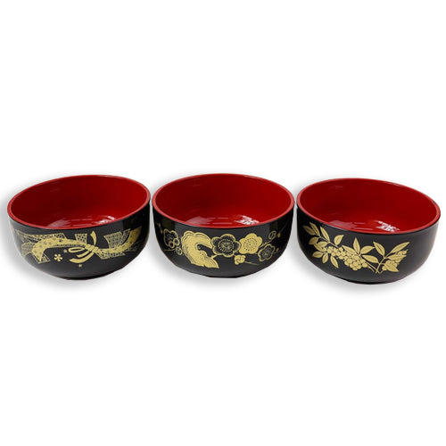 Lacquerware Bowl Assorted Design - Yamanakanuri, 16.91 fl oz, d5.12 x h2.52 in