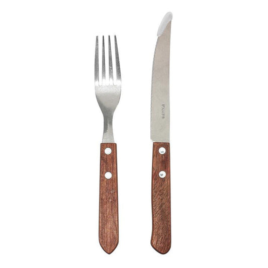 Wooden Handle Knife and Fork Set