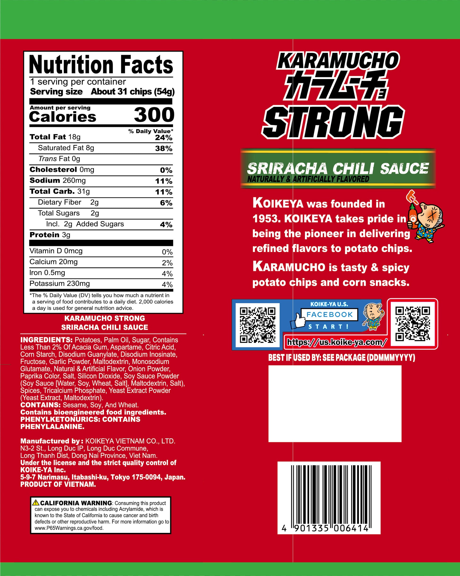Daiso_KOIKEYA KARAMUCHO STRONG SRIRACHA CHIRI 1.9oz_BackPackage