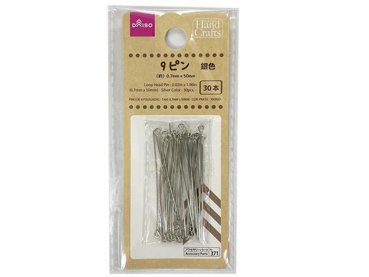Daiso Loop Head Pin -Silver Color - 30 pcs.- FrontPackage