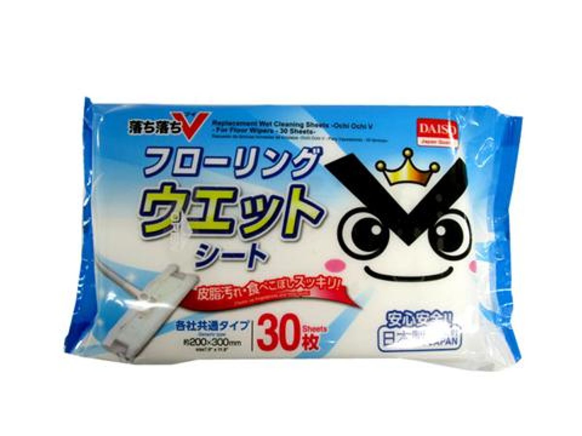 Daiso Replacement Wet Cleaning Sheets Ochi Ochi V For Floor Wipers 30 Sheets FrontPackage