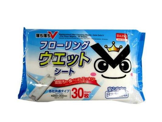 Daiso Replacement Wet Cleaning Sheets Ochi Ochi V For Floor Wipers 30 Sheets FrontPackage