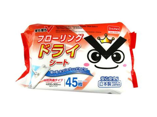Daiso Replacement Dry Cleaning Sheets Ochi Ochi V For Floor Wipers 45Sheets FrontPackage