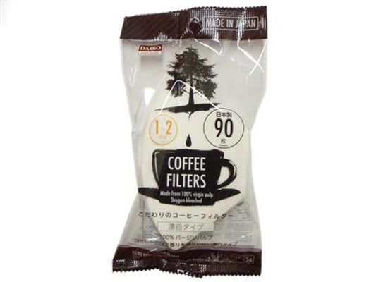 Daiso Coffee Filters 1-2cups Bleached-90sheets FrontPackage