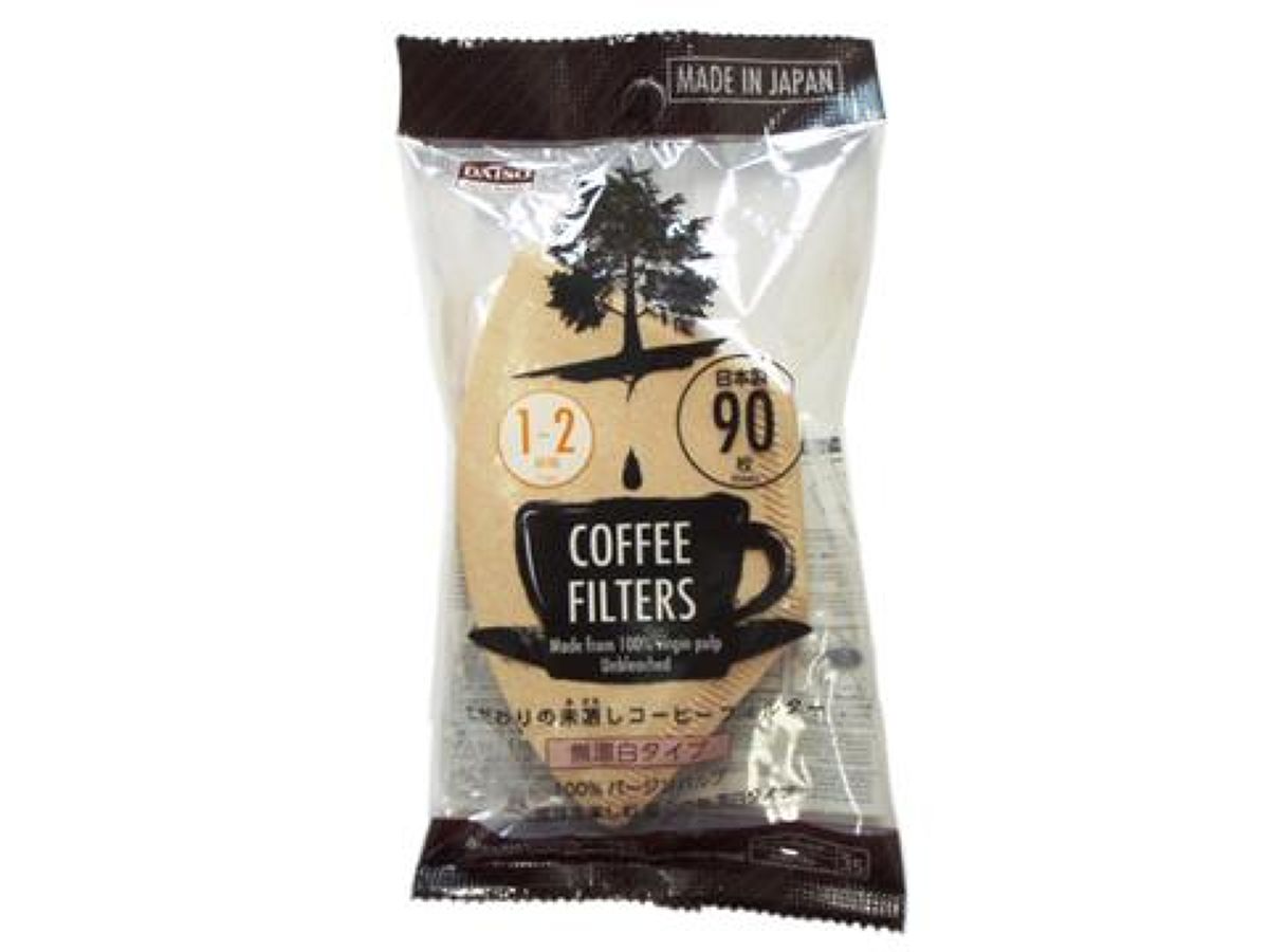 Daiso Coffee Filters 1-2cups UnBleached-90sheets FrontPackage