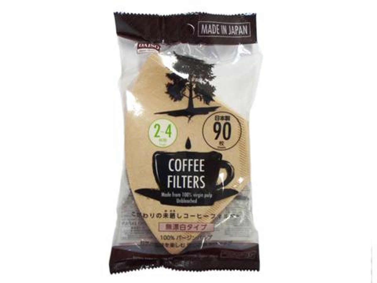 Daiso Coffee Filters 2-4cups UnBleached-90sheets FrontPackage