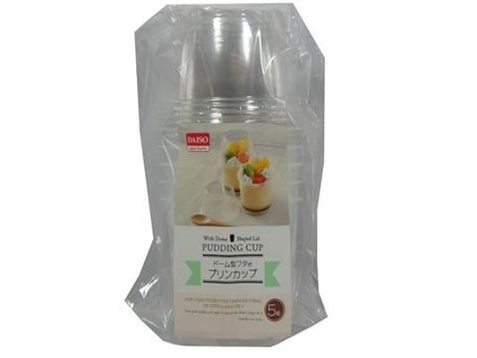 Daiso Pudding cup with dome-shaped lid Includes a set of five FrontPackage