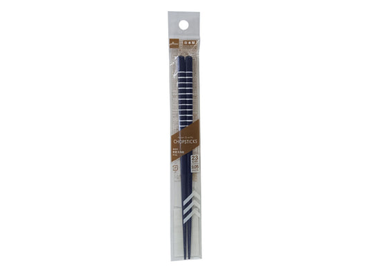 Daiso Chopsticks Made in Wakasa Japan -Dishwasher Safe - Striped Navy- FrontPackage