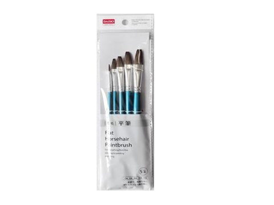 Flat Horsehair Paintbrush -5 pcs.-