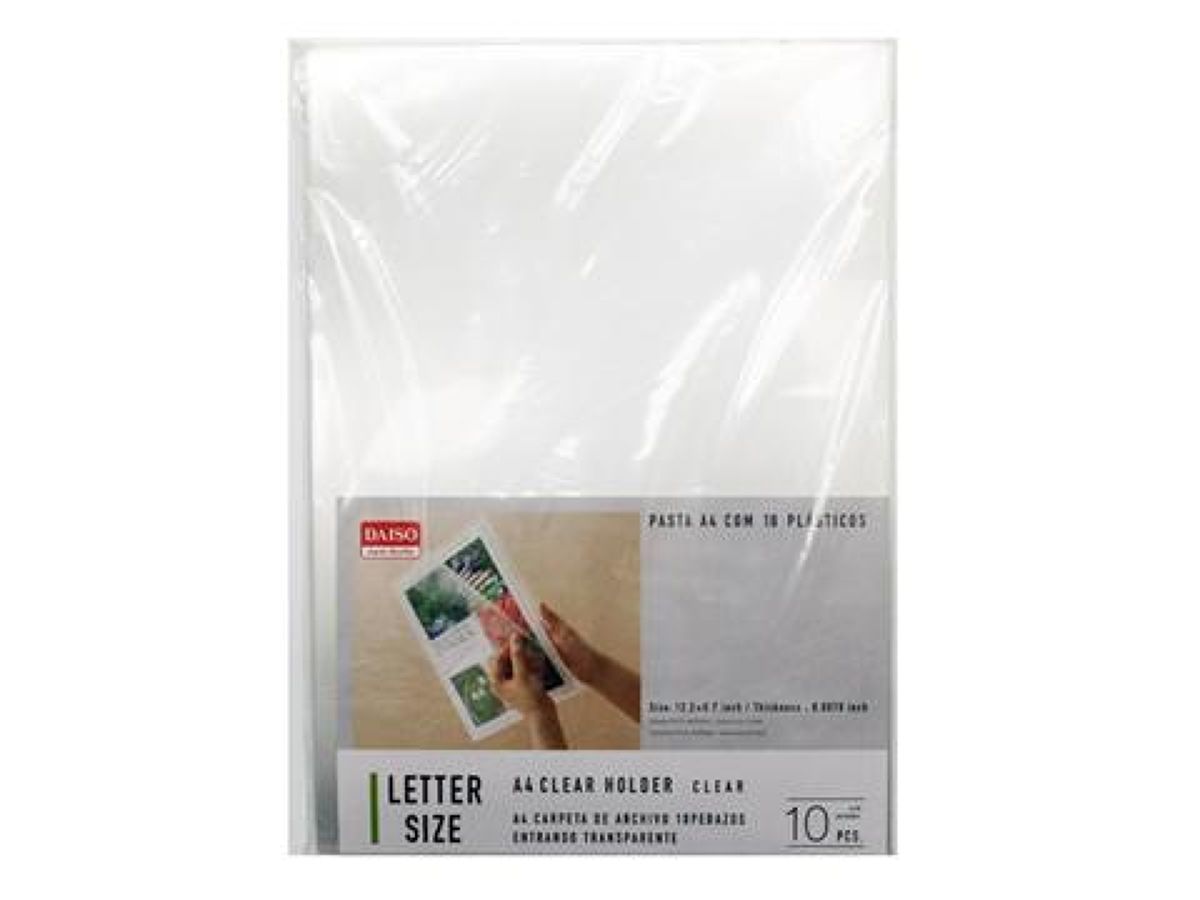 Daiso A4 CLEAR HOLDER 10PCS CLEAR FrontPackage