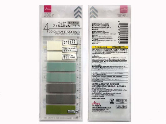 Daiso 4 Color Film Stick Note -Monochrome Standard - 280 pcs.- FrontPackage