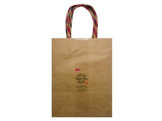 Daiso Kraft paper bag M with dual-color handles Pack of 3 FrontPackage