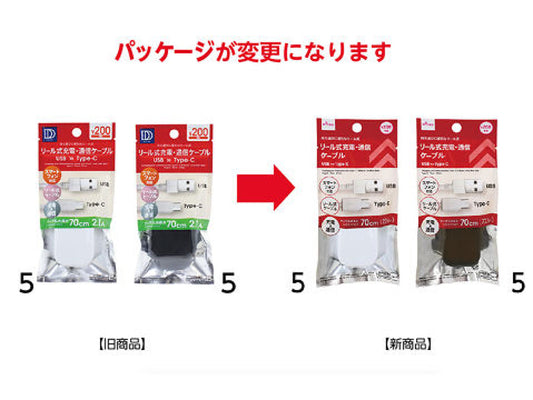 Daiso Charging and Communication Cable -2.1A Rated - Oval Reel Type - Type C FrontPackage
