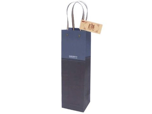 Daiso Paper Bag -For Wine Bottles - Blue x Alphabet- FrontPackage