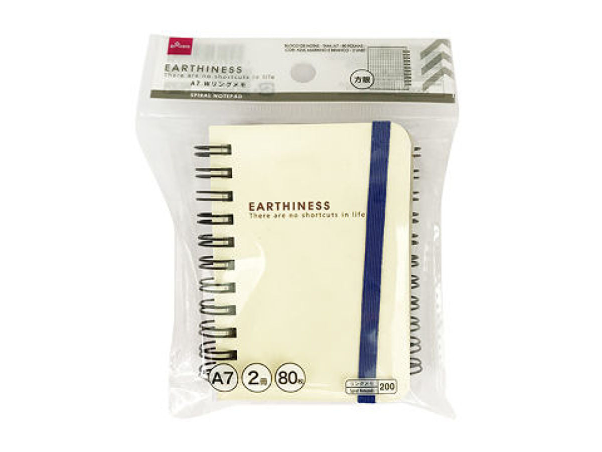 Spiral Notepad -A7 -Grid -80 Pages -2 Notepads -Navy -White-