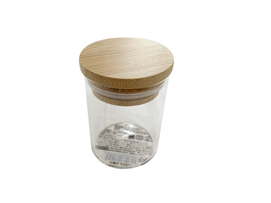 Daiso Glass Canister -with  Bamboo Lid- FrontPackage