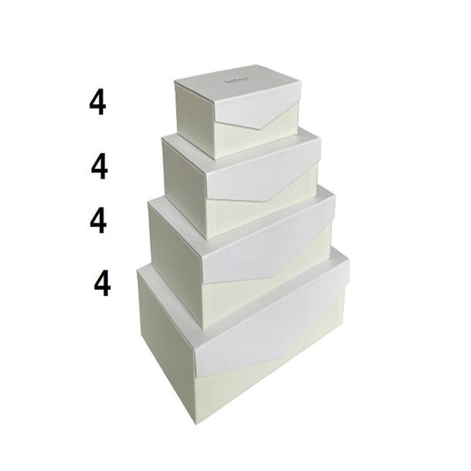 Daiso Paper Box with Lid -4 Sizes - Rectangular - White - Cream- FrontPackage