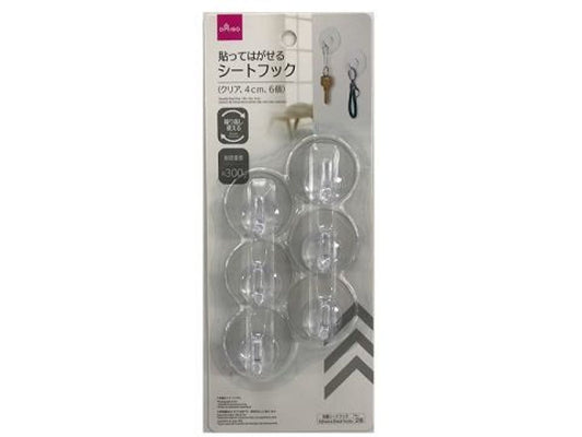 Daiso Reusable Sheet Hook -Clear - 6 pcs.- FrontPackage