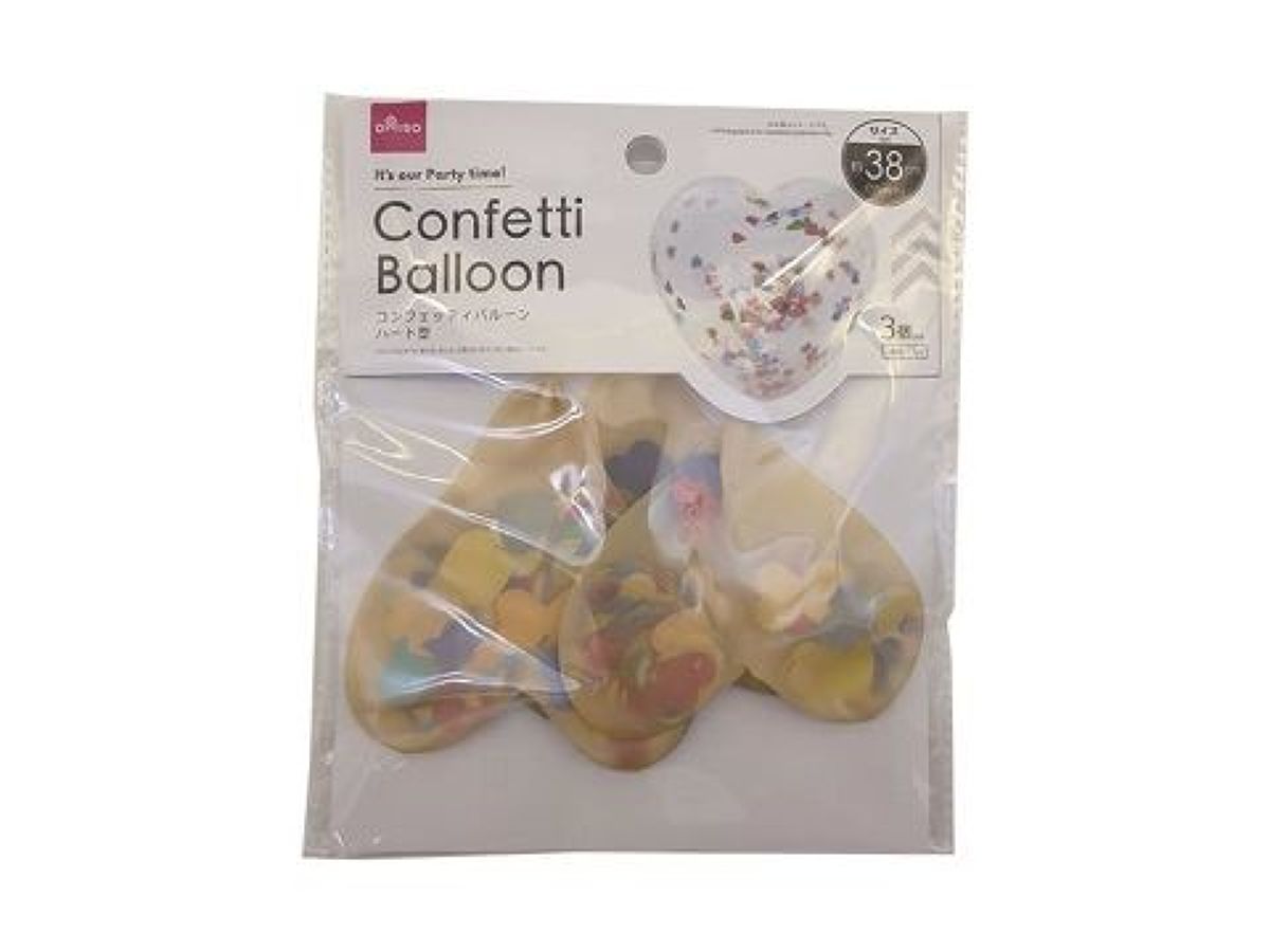 Daiso Confetti Balloon (15in  3pcs  Heart) FrontPackage
