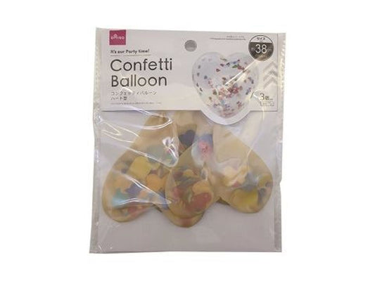 Daiso Confetti Balloon (15in  3pcs  Heart) FrontPackage