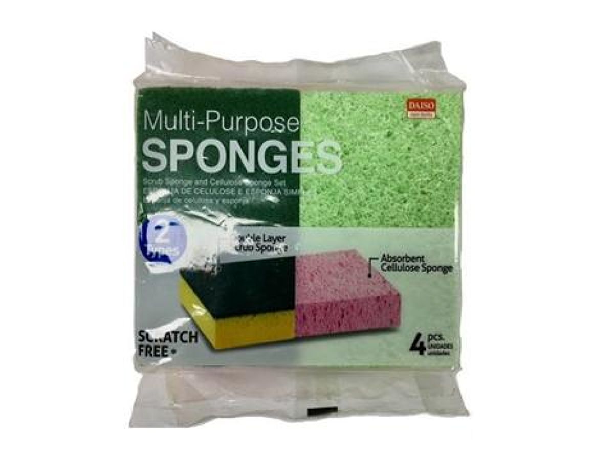 Daiso Scrub Sponge and Cellulose Sponge  -2 pcs. Each- FrontPackage