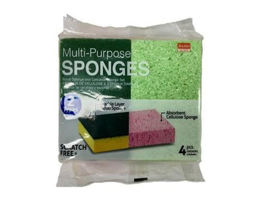 Daiso Scrub Sponge and Cellulose Sponge  -2 pcs. Each- FrontPackage